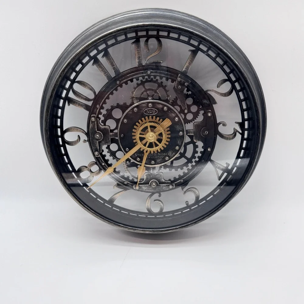 Sterling & Noble Wall Clock 11in Black Silver 
